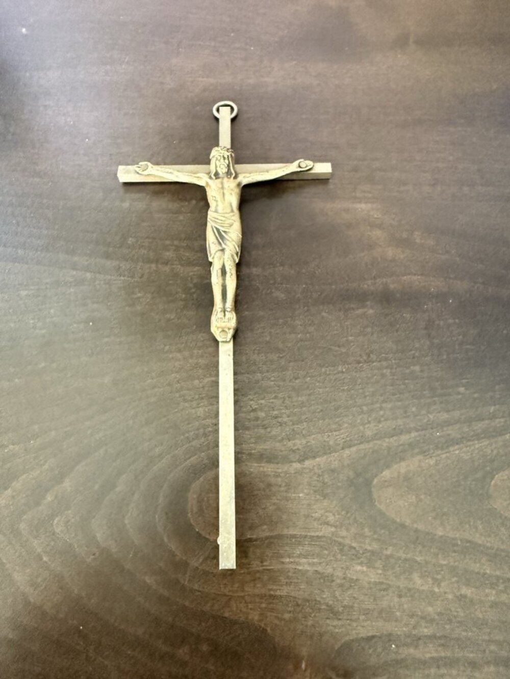 Vintage INRI Brass Crucifix Cross Wall Hanging Jesus Christ Religious 10"